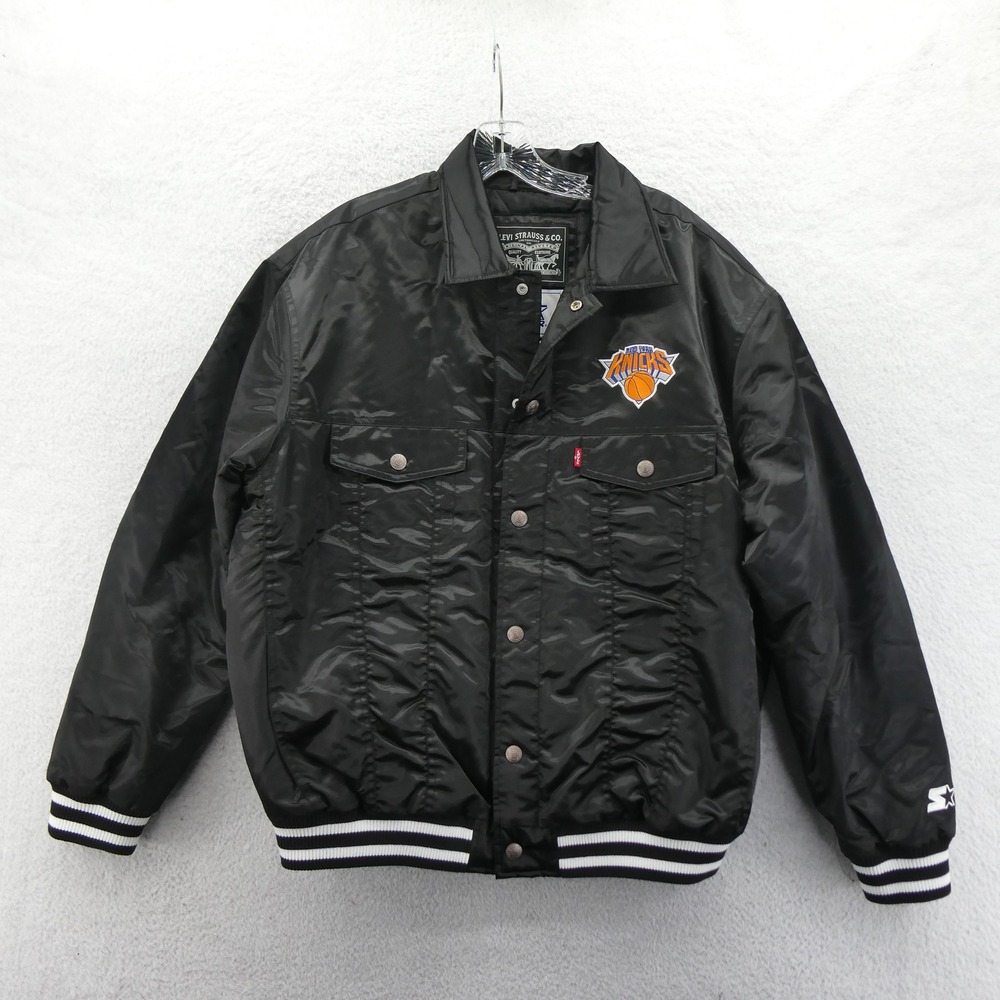 Levi's Jacket Women Large New‎ York Knicks Black Satin Starter Varsity Deadstock